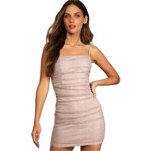 Lulus Mauve Glitter Ruched Bodycon Mini Dress Sparkle Party NWT Small